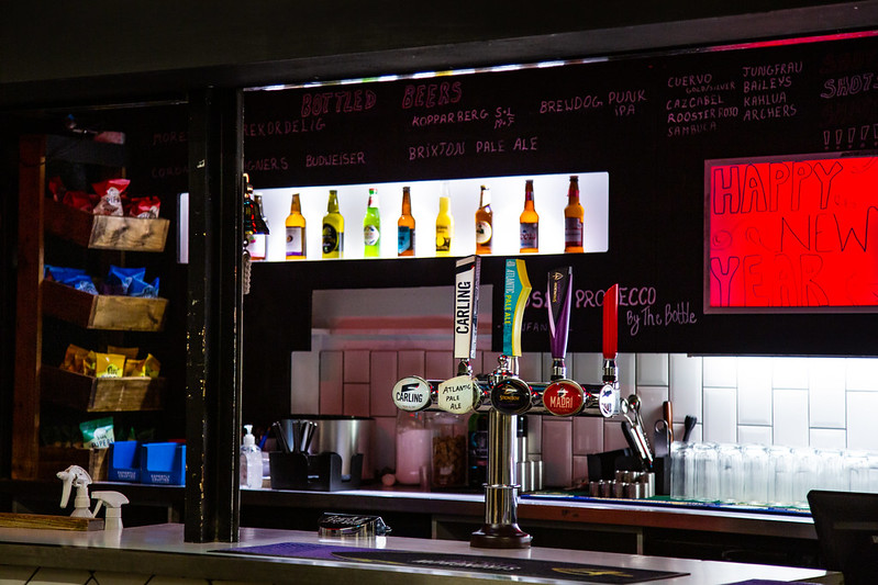 The beer taps in Darkroom Bar